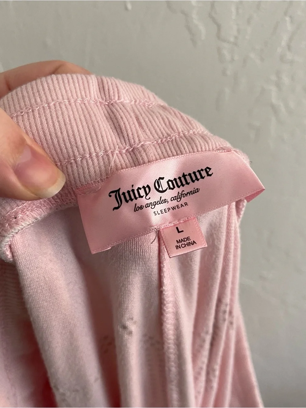 Juicy Couture Baby Pink Juicy Rhinestone Back Velour Pull On Pants Womens Large - Picture 6 of 8